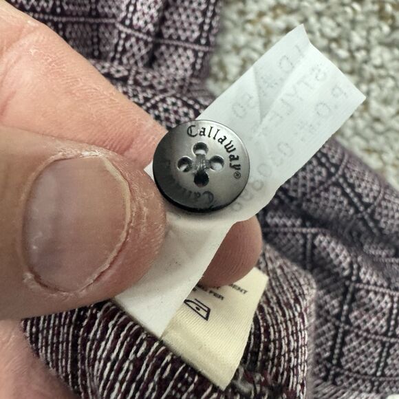 Vintage 90s Callaway Polo Shirt Men's Medium Red AOP Diamond Pattern Cotton Y2K - Picture 13 of 16